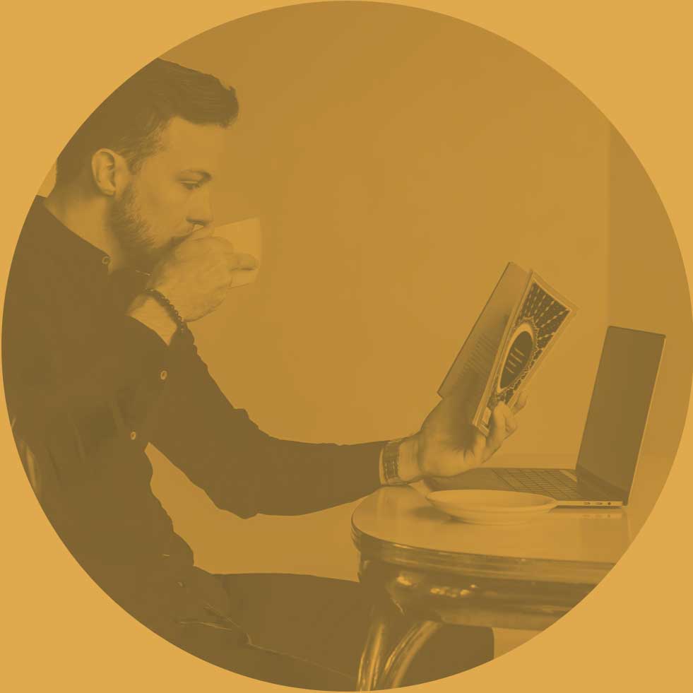 Man researching investment risks his investment strategy may be exposed to.